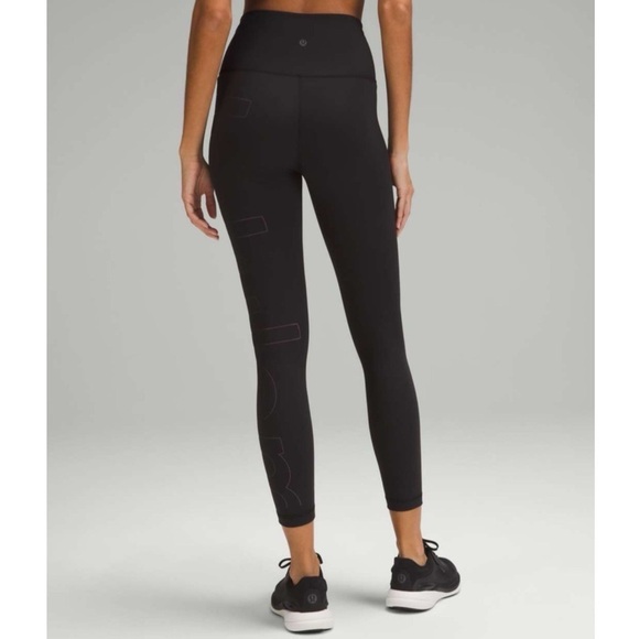 Lululemon Wunder Train High Rise Tight Athletic Legging Black Graphic Logo 14 - Picture 2 of 10